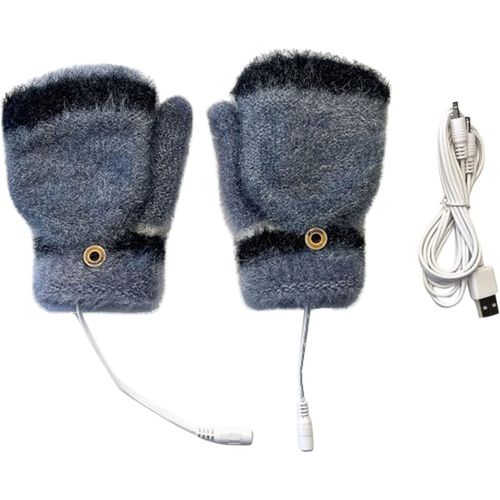 Mitaines Chauffantes Usb Pour Femme, Idéales Pour Le Froid, En Velours Gris, Avec Doigts Nus