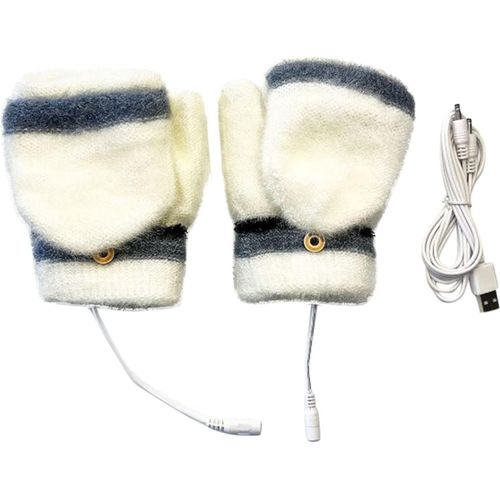 Mitaines Chauffantes Usb Pour Femme, Idéales Pour Le Froid, En Velours Beige, Avec Doigts Nus