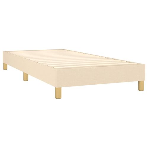 Sommier À Lattes Sur Pieds Cadre De Lit 80x200 Cm Tissu Crème Tdl0207246