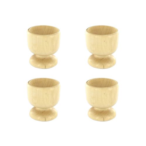 Fackelmann 9908650 Lot De 4 Coquetiers En Bois, Coquetier, Coquetier Design, Coquetier Pour ¿Uf À La Coque, Bois, 4,8 X 4,8 X 5 Cm