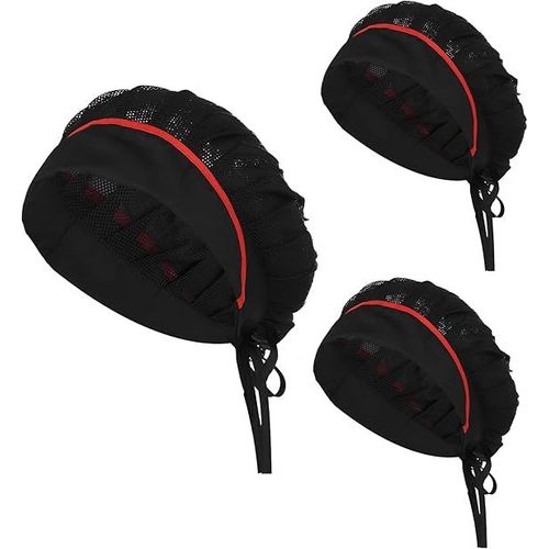 Lot De 3 Toques De Chef Noires, Casquette Réglable, Casquette De Cuisine, Service Et Autres Travaux, Veste De Cuisine Pour Femme, Toque De Chef