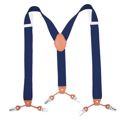 Bretelles Larges Et Résistantes En Y Pour Homme Avec 4 Clips Métalliques Et Sangles Élastiques Réglables (Bleu)
