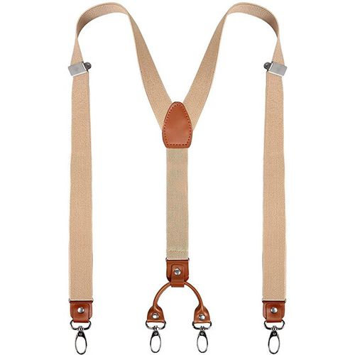 1 Paire De Bretelles Pour Homme, Larges, 4 Clips Arrière, Élastiques, Réglables, Solides, En Métal (A04)