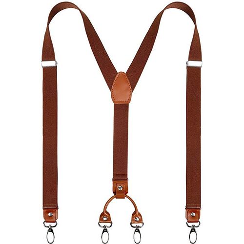 Paire De Bretelles Larges Pour Homme, 4 Clips Arrière, Bretelles Élastiques Réglables Et Durables, Clips Métalliques Solides (A02)