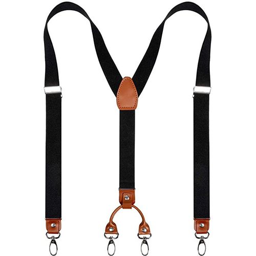 Bretelles Larges Pour Homme, 4 Clips Au Dos, Élastiques Et Réglables, Clips Métalliques Solides (A09)