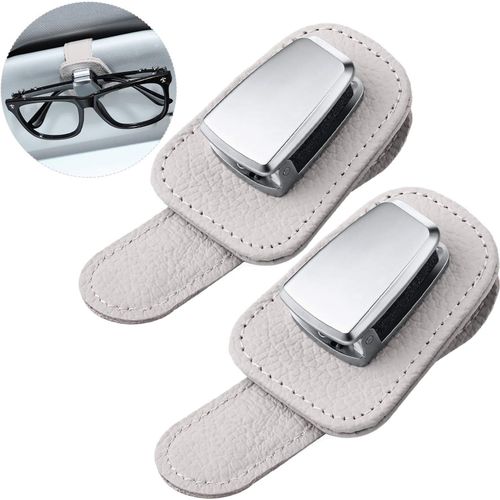 Lot De 2 Porte-Lunettes De Voiture Universels, Clip Pour Pare-Soleil De Voiture, Porte-Lunettes En Cuir Et Clip Pour Carte De Ticket