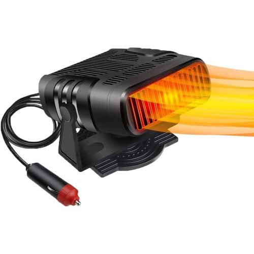 Chauffage et dégivrage de pare-brise de voiture 12 V 120 W, ventilateur portable rotatif à 360 ° avec allume-cigare
