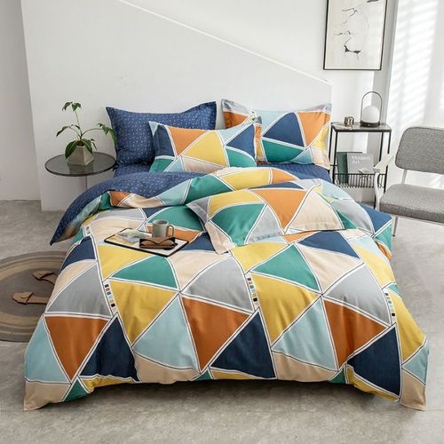 Parure De Lit Avec 1 Housse De Couette En Coton, 1 Drap Et 2 Taies D'oreiller, 220 X 240 Cm, 230 X 245 Cm, 48 X 72 Cm (Géométrie), Parure De Draps Quatre Pièces