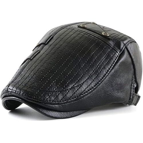 Casquette Plate Réglable Pour Homme En Cuir Synthétique, Taille 56-60 Cm