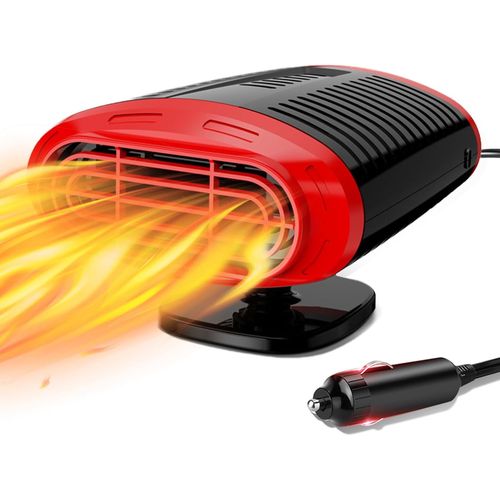 Chauffage de voiture 150 W 12 V (rouge), ventilateur portable 12 V avec allume-cigare, désembueur de vitres et soufflerie d'air chaud pour caravanes, camions et voitures