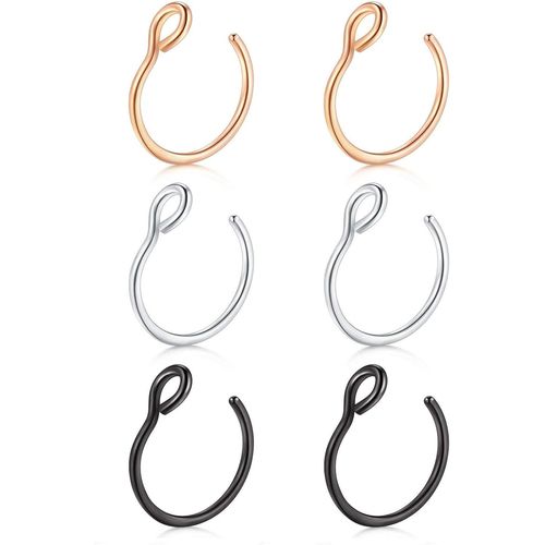 Lot De 6 Faux Piercings De Nez En Acier Inoxydable, Anneaux De Nez, Faux Piercing De Septum, Sans Piercing, Bijoux De Corps