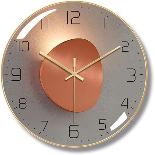 Horloge murale moderne silencieuse (dorée), horloge murale numérique à quartz de 30 cm, pendule murale ronde numérique, adaptée au salon, au bureau, à la chambre et à la cuisine