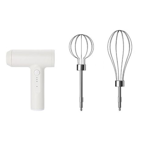 Batteur électrique sans fil, batteur à main rechargeable USB, 3 vitesses, turbo boost et fouet électrique, batteur portable, batteur électrique, gâteaux, blanc