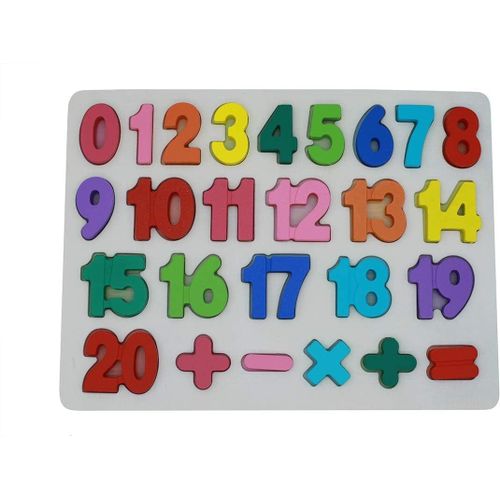 Puzzle en bois avec lettres de l'alphabet, 29,5 x 22 x 1,2 cm (tableau numérique), jouet éducatif pour tout-petits et enfants
