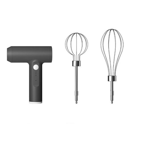 Batteur électrique sans fil, batteur à main rechargeable USB, 3 vitesses, turbo boost et fouet électrique, batteur portable, batteur électrique, gâteaux, gris