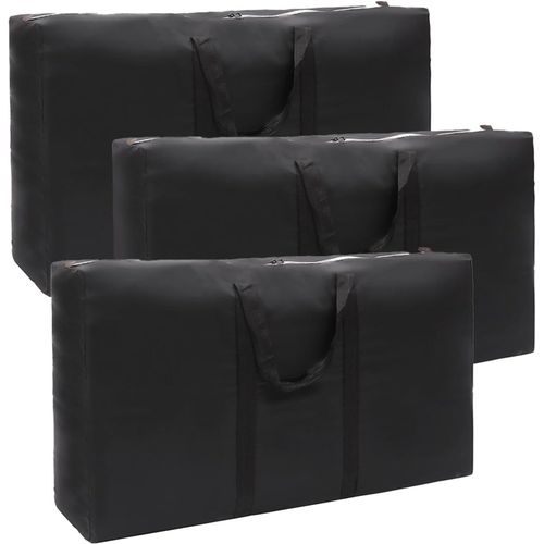 Kalanka-Sac Stockage Vetement 3 Pièces Sac Déménagement Sac De Rangement Couette,Grand Sac Pliables Pour Housse De Couette, Linge De Lit,Grand Sac Cabas Multi-Usages À Fermeture Zippée Noir