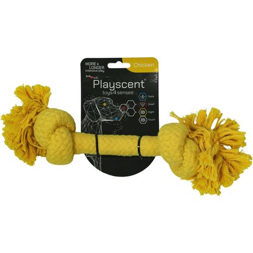 Kalanka-, Corde À Mâcher Résistante Pour Chien, Parfum Poulet, Favorise La Santé Dentaire Et L'exercice, Idéale Pour Petits Et Moyens Chiens, 32 Cm, Couleur Naturelle, Modèle Playscent