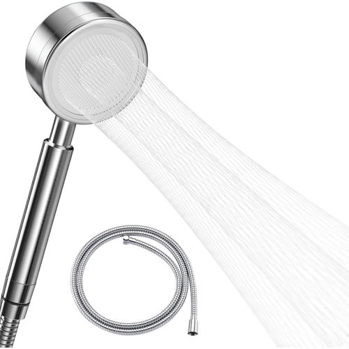 KALANKA-Pommeau Douche Haute Pression avec tuyau 1,5 m, Douchette Douche Salle de Bain en Acier Inoxydable 304 Economie d'Eau Installation Facile - Méthode de Jet en Forme de Taille