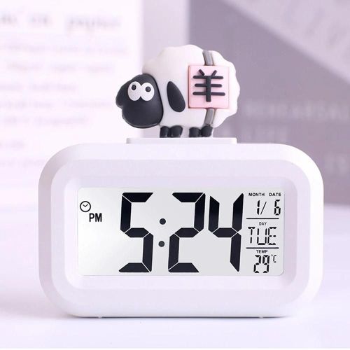 Réveil Led Alimenté Par Batterie, Montre Musicale De Dessin Animé Pour Étudier La Gestion Du Temps, Rappel De La Température Et De La Date, Réveil De Bureau-Mouton
