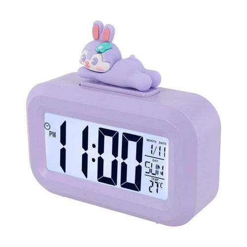 Réveil Led Alimenté Par Batterie, Montre Musicale De Dessin Animé Pour Étudier La Gestion Du Temps, Rappel De La Température Et De La Date, Réveil De Bureau-Lapin