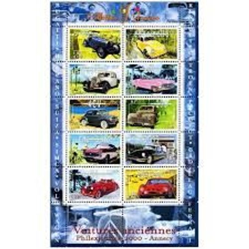 Voitures Anciennes Bloc Feuillet 30 Année 2000 N° 3317 3318 3319 3320 3321 3322 3323 3324 3325 3326 Yvert Et Tellier Luxe