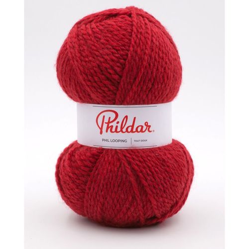 Pelote De Laine À Tricoter Phil Looping - 100 Gr - Phildar - Certifié Oeko-Tex. Color : Grenat Rouge