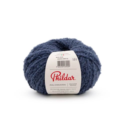 Fil À Tricoter Phil Chouchou Phildar : Douceur Bouclée Pour Créations Fantaisies. Color : Bleu Jean