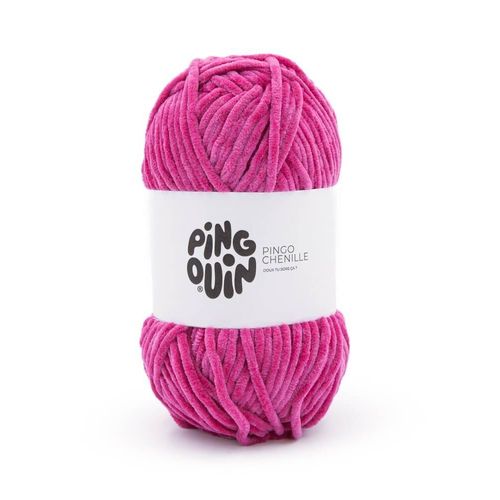 Fil Velours 100gr À Tricoter Pingo Chenille - Pingouin - Certifié Oeko-Tex. Color : Fucshia Pink