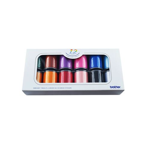 Coffret De Fils À Broder Brother Ets12n ¿ 12 Couleurs Brillantes ¿ Fil Polyester 1000 M