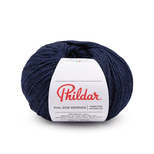 Fil À Tricoter Laine Mérinos Extrafine, Soie Et Mohair - Phil Soie Merinos ¿ Phildar. Color : Marine Bleu