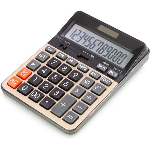 Calculatrice de Bureau à 12 Chiffres avec Grand écran LCD, Batterie Solaire, Calculatrice électronique à Double Alimentation avec Fonctions fiscales pour Le Bureau et la Maison, école
