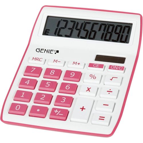 840 P 10 chiffres calculatrice de bureau avec double alimentation (solaire et batterie) Design Compact (Rose)