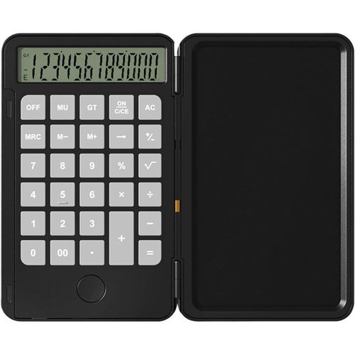 Calculatrice de bureau basique avec tablette d'écriture LCD de 15,24 cm, rechargeable, pliable, portable, idéale pour l'apprentissage des affaires, les étudiants, la maison, noir