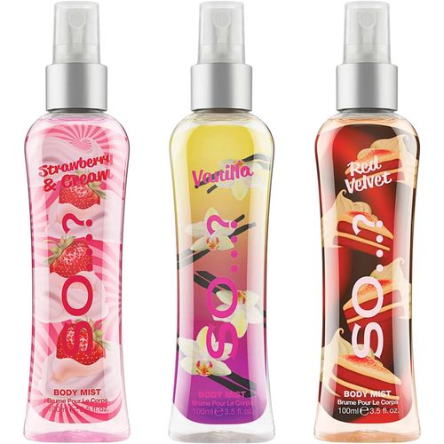 Body Mist By Vanilla, Red Velvet, Strawberries & Cream Brume Corporelle Parfumée Pour Femme 100ml (Lot De 3) 
