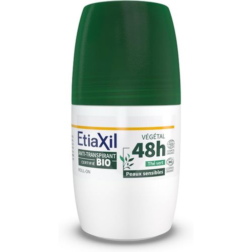 Déodorant Anti-Transpirant Végétal - Transpiration Modérée - Certifié Bio - Aisselles - 48h - Parfum Thé Vert - Roll On - 50 Ml 