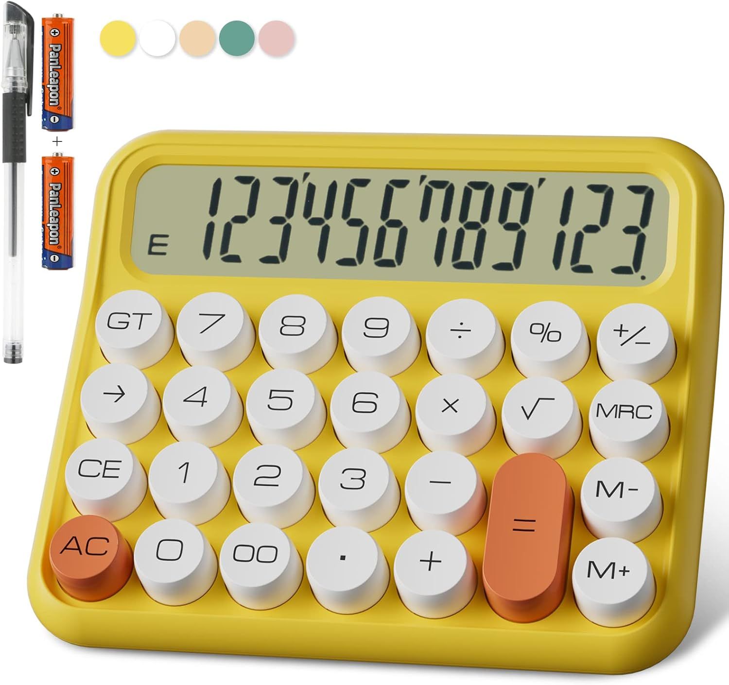 Calculatrice mécanique 12 Chiffres, écran LCD Extra Large de 5 Pouces, Calculatrice de Bureau à Piles, Gros Boutons faciles à Presser, écran inclinable à 15° pour Les Enfants