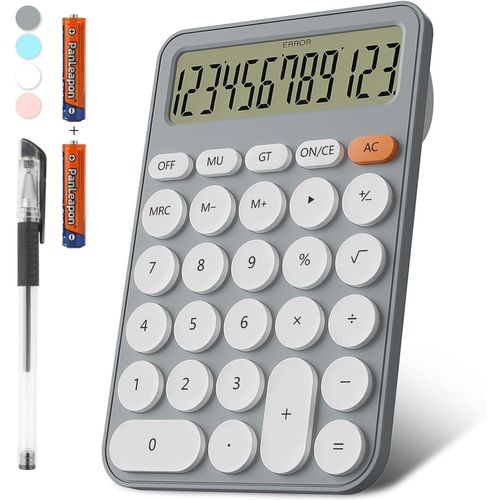 Calculatrices Taille de Bureau 15,9 * 10,6 cm, DECKLIT Batterie Calculatrice de Bureau à 12 Chiffres Grand écran clairement, Grande Calculatrice de Bureau Grandes Touches(Gris)