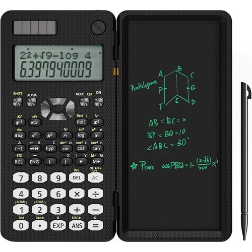 Calculatrice Scientifique Pliable, Affichage à 2 Lignes, 240 Fonctions, avec Tableau d'écriture et Stylo, Calculatrice Scientifique pour étudiants et étudiants