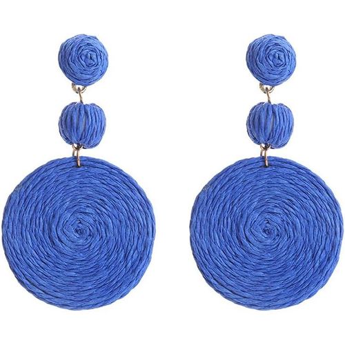 Boucles D'oreilles En Paille Faites À La Main Pour Femmes Boho Raphia Ball Straw Wicker Braid Hoop Drop Dangle Boucles D'oreilles Pour Filles