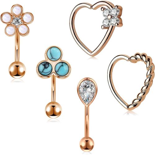 Rook Piercing Sourcil Bijoux Courbe Barbell 16g 1.2mm Sourcil Lèvre Court Ventre Anneaux Daith Rook Boucles D'oreilles Pour Femmes Hommes
