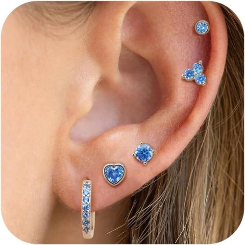 5 Paires Boucles D'oreilles Femme Argent 925 Poteau Hypoallergéniques Boucles D'oreilles Pour Femme Enfants Fille Clou D'oreilles Creoles Coeur Cartilage Boucle D'oreille Femme Ensemble