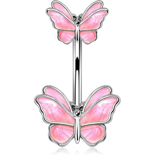 Piercing De Nombril En Acier Inoxydable 316l Avec Papillon 14 G