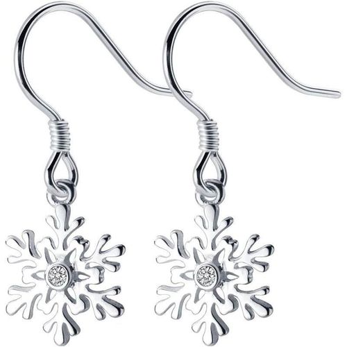 Boucles D'oreilles Pendantes En Forme De Flocon De Neige En Argent Sterling 925 Pour Femmes, Adorables Cristaux De Zircone Cubique, Boucles D¿Oreilles Hypoallergéniques Pour Les Oreilles Sensibles