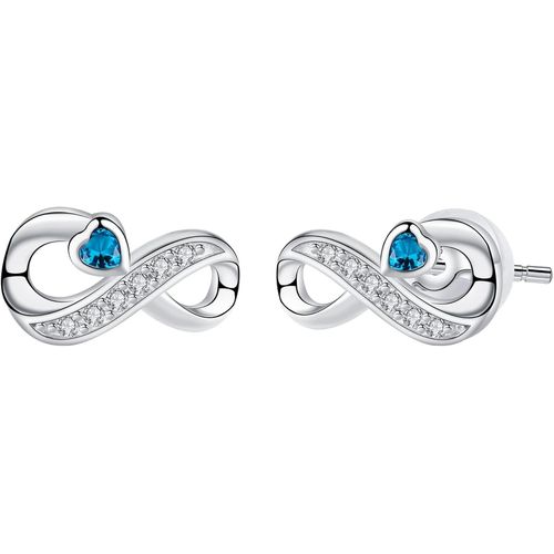 Boucles D'oreilles Infini Femme Argent Sterling 925 Avec Coeur Zirconium Pour Femmes S?urs Amie Bijoux Cadeau