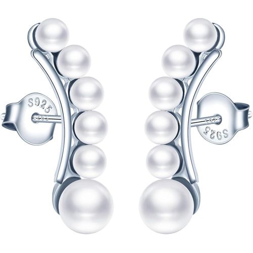Boucles D'oreilles Grimpantes Perles Pour Femme En Argent 925, Clous D'oreilles Perles Piercing Oreille Boucles D'oreilles Grimpeur Bijoux Pour Femme Filles