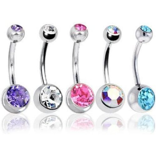 Belly Bars Balls Surgical Steel Belly Button Jewelry, Pack Of 5, Body Piercing Jewelry