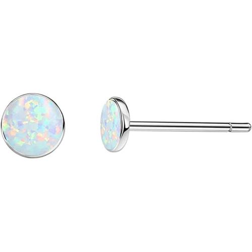 Limerencia Boucles D'oreilles Opales En Titane, Hypoallergénique Boucle Doreille Titane Pour Femmes, 5mm 6mm Opales Piercing Médical En Titane Pour Oreilles Sensibles Cartilage