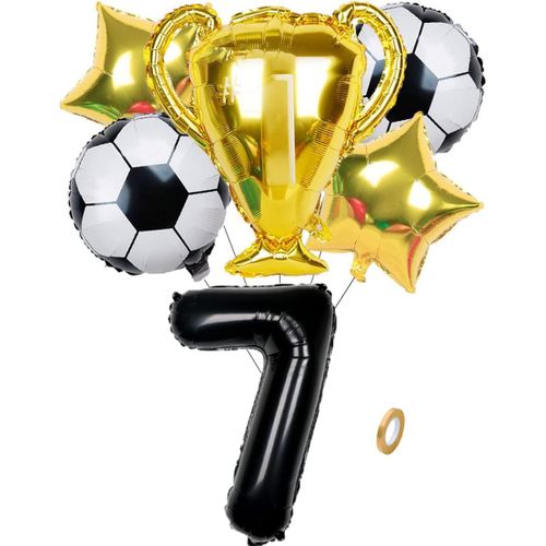 Ballon De Football Pour Anniversaire De Garçon - Accessoire De Décoration De Fête - Ballon De 7er Anniversaire De Garçon - Ballon De Football - Décoration Étoile Rouge - Pour Fan De Football