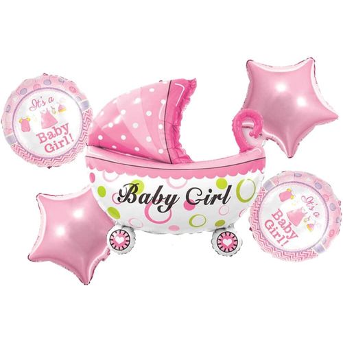 Set de Ballons de pousSette pour la Naissance,Baby-Girl Rose Fille,Anniversaire Bébé Enfant,Ballons Transparents Mignons,Décoration de Fête de Bébé,Décoration de Naissance,Décoration