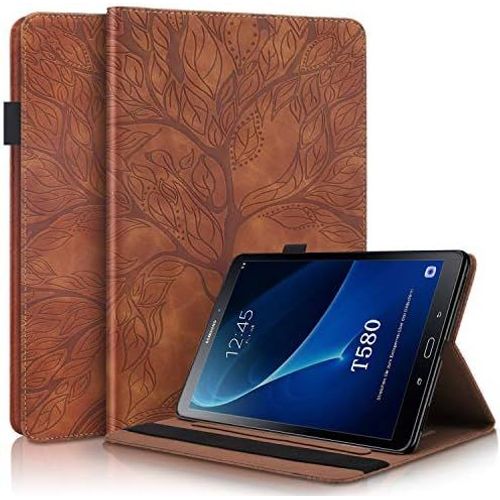 Coque Samsung Tab A6 Etui De Cuir Pu Portefeuille Fente Pour Carte Flip Housse Avec Supporter Fonction Per Samsung Galaxy Tab A 2016 10.1 Pouce Sm-T580/Sm-T585 Marron